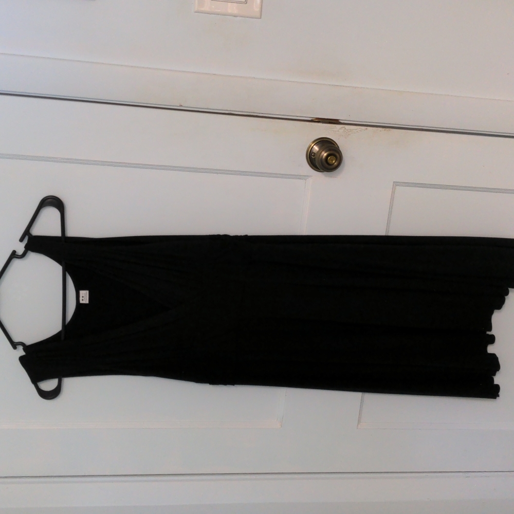 Black Sz L Casual Low Cut Versatile Dress